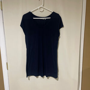 Women's Athleta Navy Short Sleeve Crew Neck Tee Shirt Size L (A3)